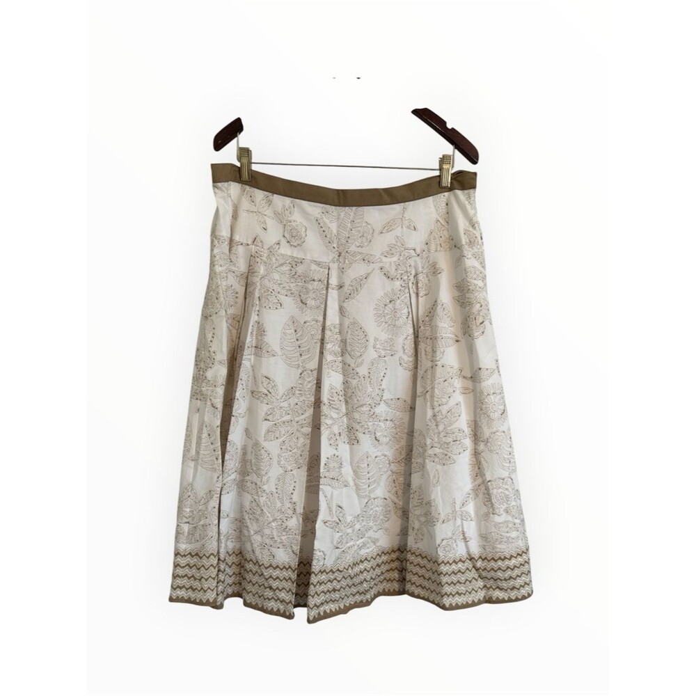 Coldwater Creek Cream A-Line Skirt and Top with Taupe Floral Print